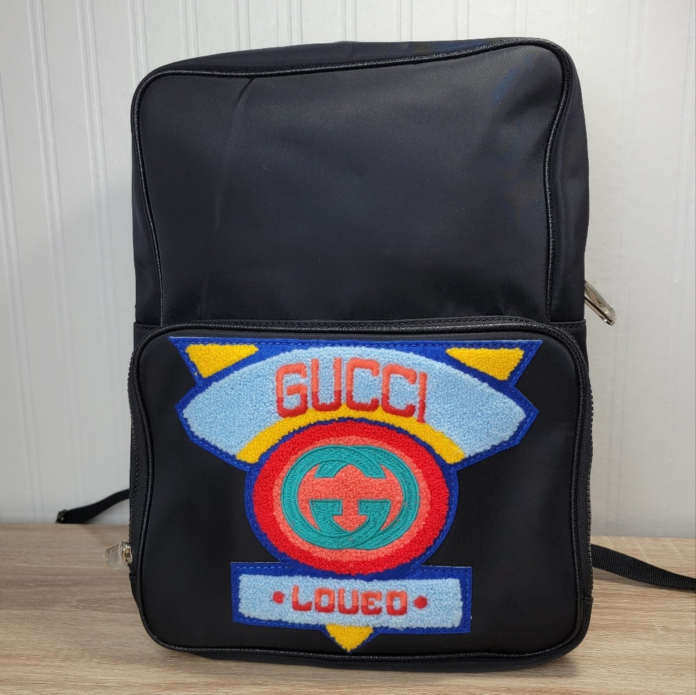 Gucci Embroidered Nylon Backpack